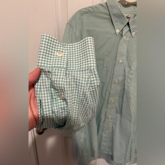 Lacoste Men’s Green & Blue Gingham Checked Button Down Dress Shirt Size 44 - Picture 4 of 13